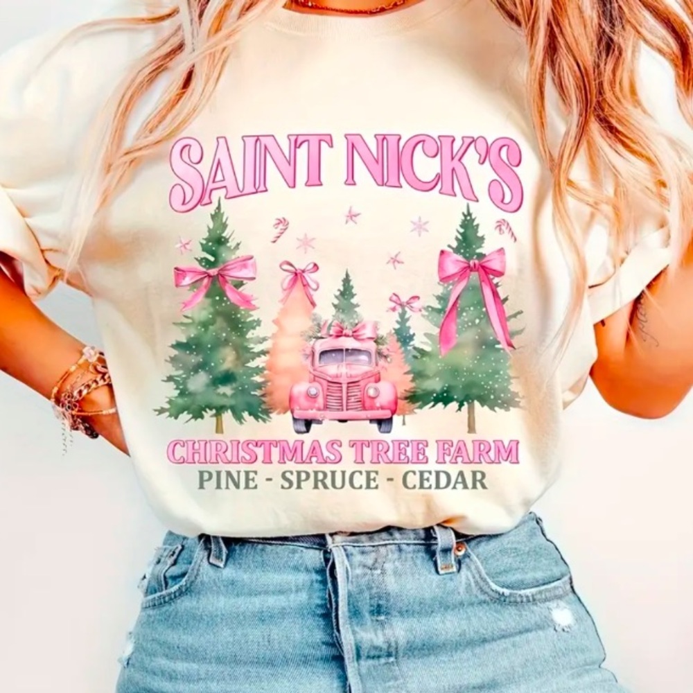 Christmas Graphic Tee Saint Nick’s Short Sleeve Shirt Size XL Color Apricot